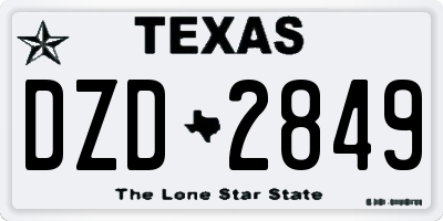TX license plate DZD2849