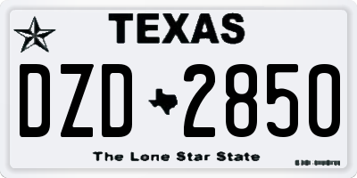 TX license plate DZD2850