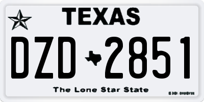 TX license plate DZD2851