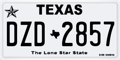 TX license plate DZD2857