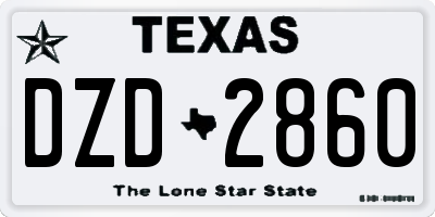 TX license plate DZD2860