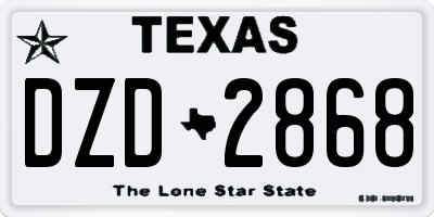 TX license plate DZD2868