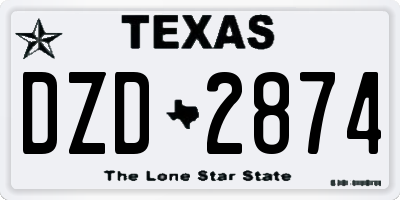 TX license plate DZD2874