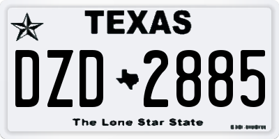 TX license plate DZD2885