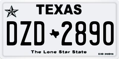 TX license plate DZD2890