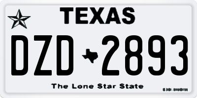 TX license plate DZD2893