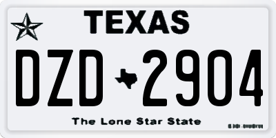 TX license plate DZD2904