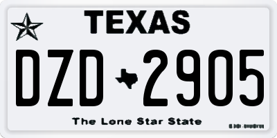 TX license plate DZD2905
