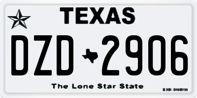 TX license plate DZD2906