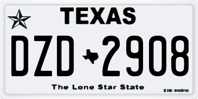 TX license plate DZD2908