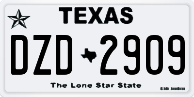TX license plate DZD2909