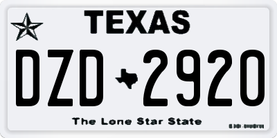TX license plate DZD2920