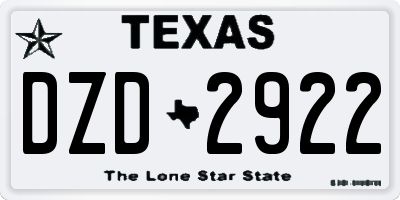 TX license plate DZD2922
