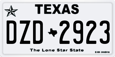 TX license plate DZD2923