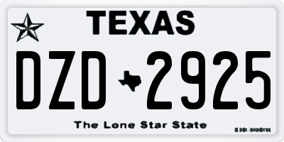TX license plate DZD2925