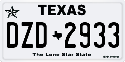 TX license plate DZD2933