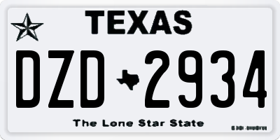 TX license plate DZD2934