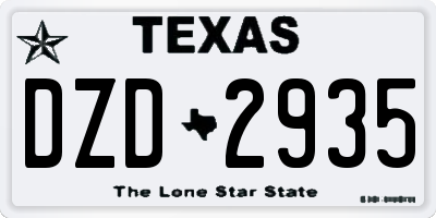 TX license plate DZD2935