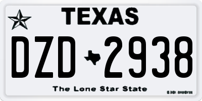 TX license plate DZD2938