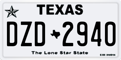 TX license plate DZD2940