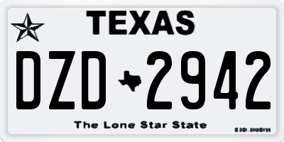 TX license plate DZD2942
