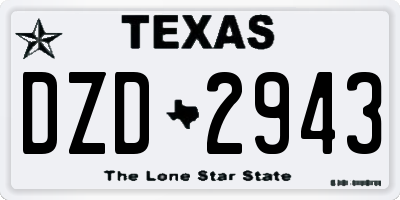TX license plate DZD2943