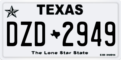 TX license plate DZD2949