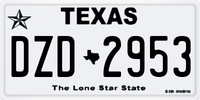 TX license plate DZD2953