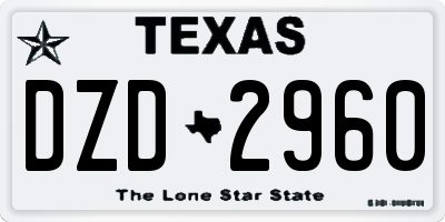 TX license plate DZD2960