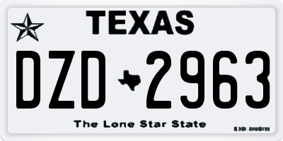 TX license plate DZD2963