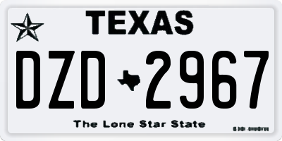 TX license plate DZD2967