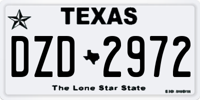TX license plate DZD2972