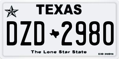 TX license plate DZD2980