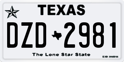 TX license plate DZD2981