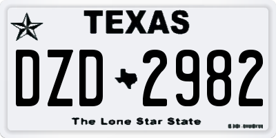 TX license plate DZD2982