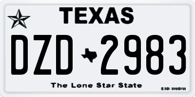 TX license plate DZD2983