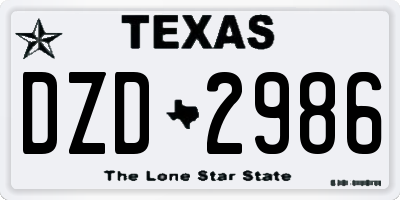 TX license plate DZD2986