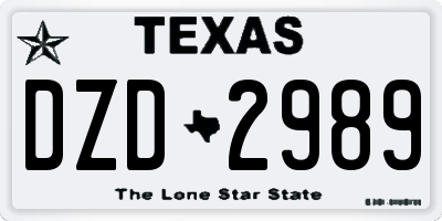 TX license plate DZD2989