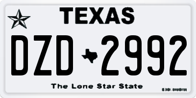 TX license plate DZD2992