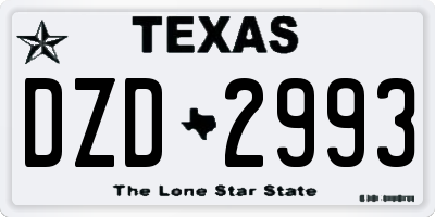 TX license plate DZD2993