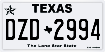 TX license plate DZD2994