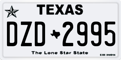 TX license plate DZD2995