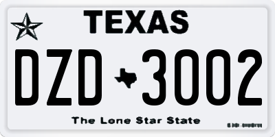 TX license plate DZD3002