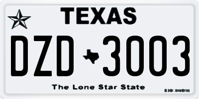 TX license plate DZD3003