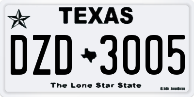 TX license plate DZD3005