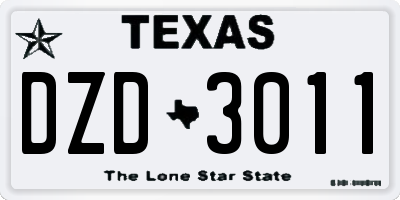TX license plate DZD3011