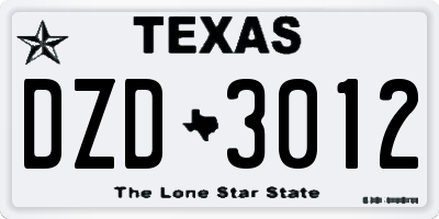 TX license plate DZD3012