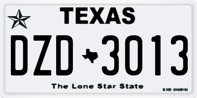 TX license plate DZD3013