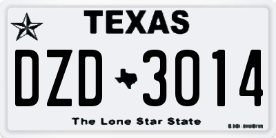 TX license plate DZD3014