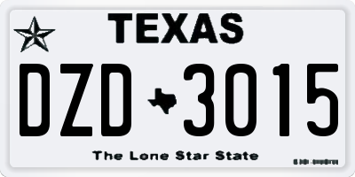 TX license plate DZD3015